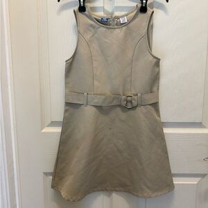 Stylish Tan Belted Kids Dress